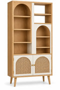 Bibliothèque beige et crème à niches cintrées et portes basses tressées